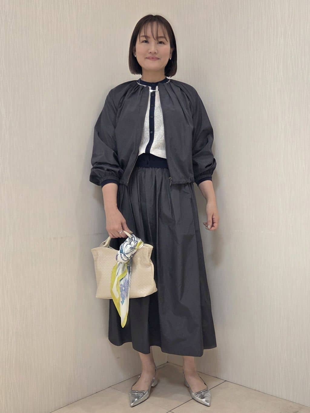 naokoさんの「UNTITLED｜◆【セットアップ可/はっ水】シャイニータイプライターブルゾン」を使ったコーディネート