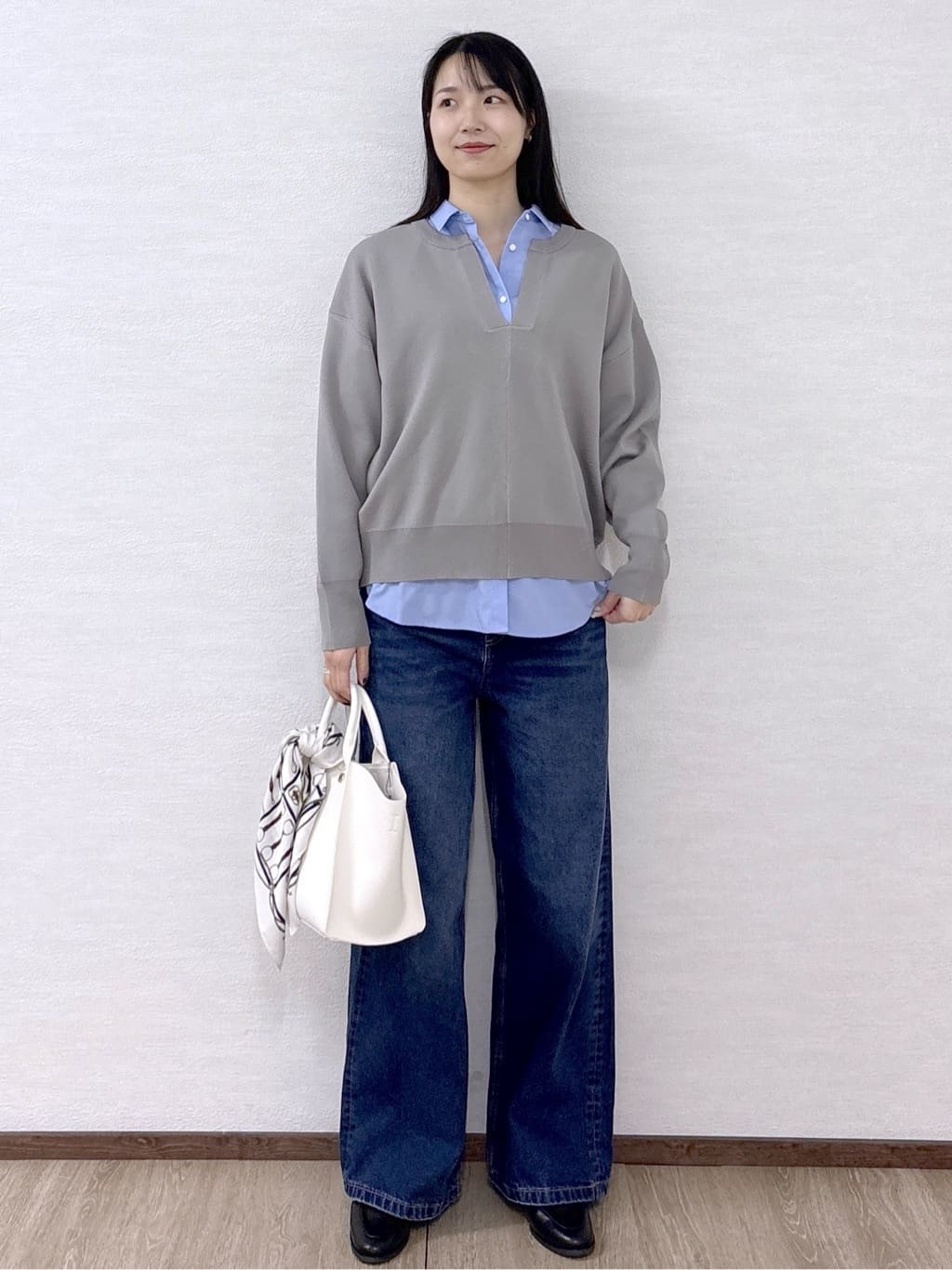 sachikoさんの「OPAQUE.CLIP｜キーネックデザインニット【洗濯機OK】」を使ったコーディネート
