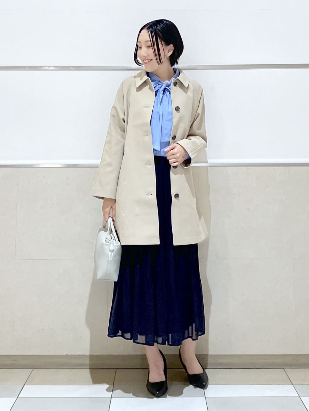 eriko さんの「Dessin｜【花粉ガード/撥水加工/洗える】ステンカラースプリングコート」を使ったコーディネート