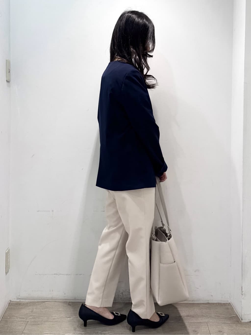 yuicciさんの「OPAQUE.CLIP｜《通勤／セットアップ対応》 Vネックジャケット／ダブルクロス【洗濯機OK】」を使ったコーディネート