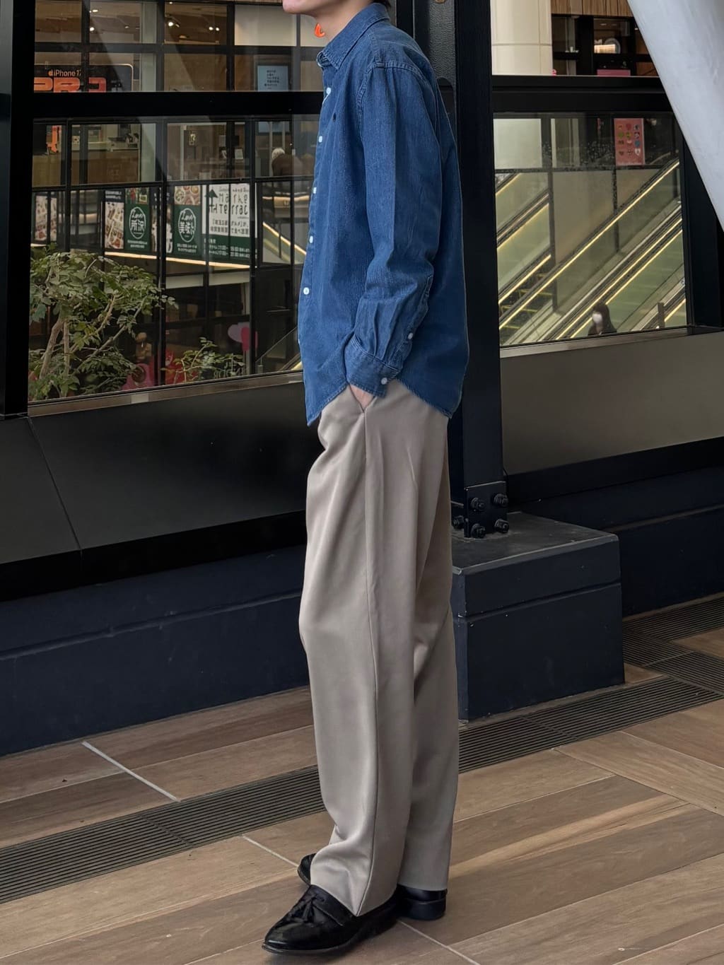 うらしーさんの「THE SHOP TK｜【POLO BCS 別注】 アソート長袖シャツ ストライプ／グレー／デニム」を使ったコーディネート