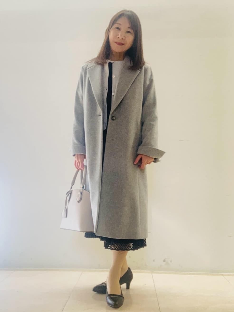kurodaさんの「Reflect｜【SS-4Lサイズ】シフォン&times;幾何柄レースプリーツワンピース」を使ったコーディネート