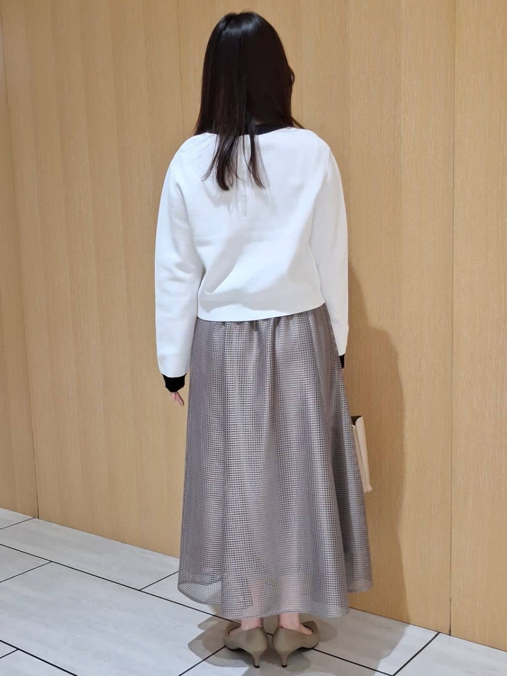 YuKaRiさんの「UNTITLED｜【古畑星夏さん着用/洗える/後ろウエストゴム】スクエアメッシュスカート」を使ったコーディネート