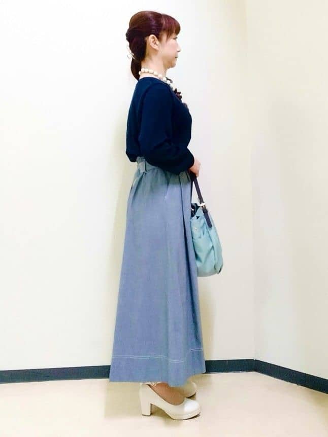 花さんの「Reflect｜ダンガリータックフレアスカート」を使ったコーディネート