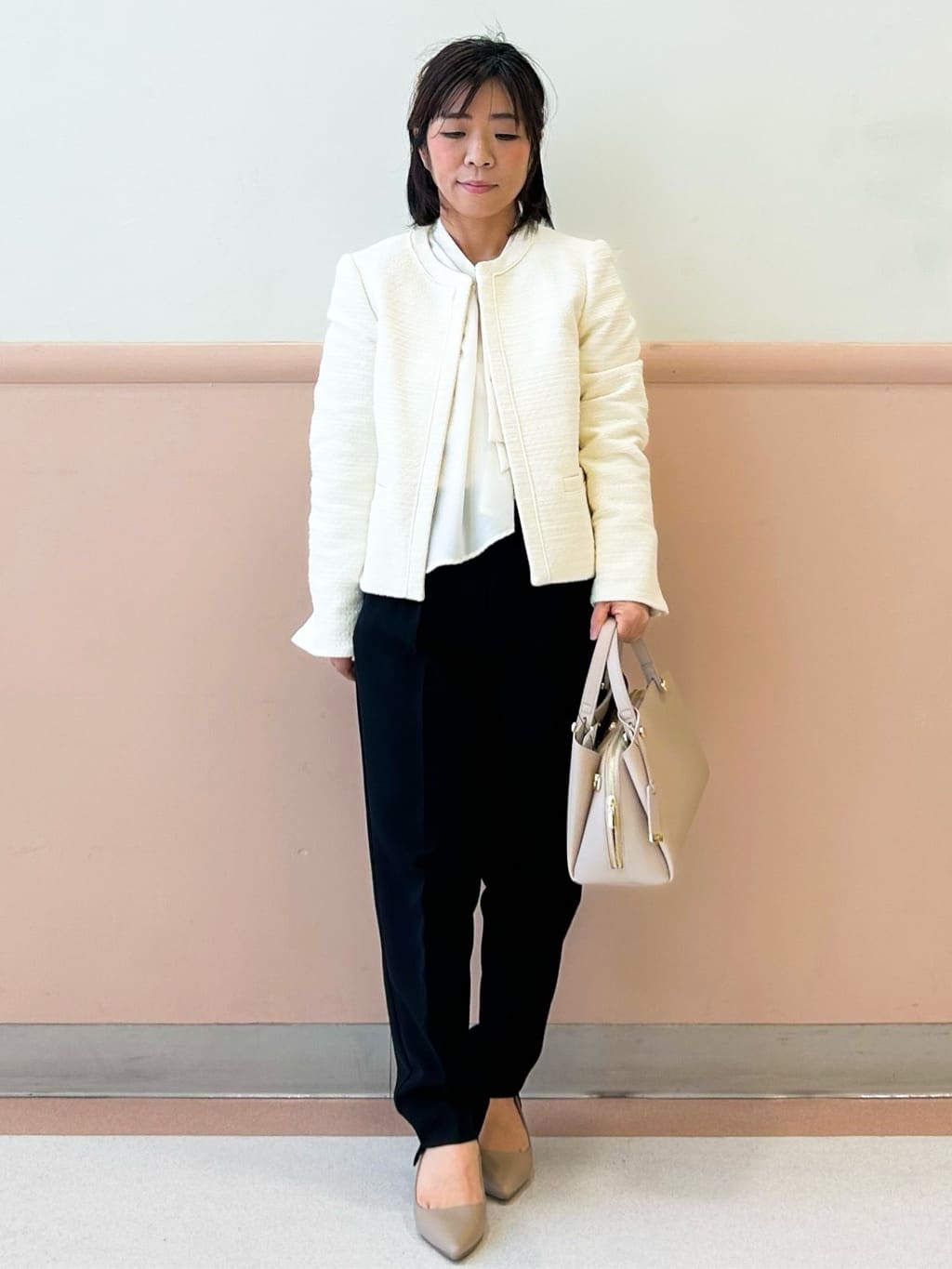 こやさんの「OPAQUE.CLIP｜《通勤対応》 コットンツイードジャケット」を使ったコーディネート