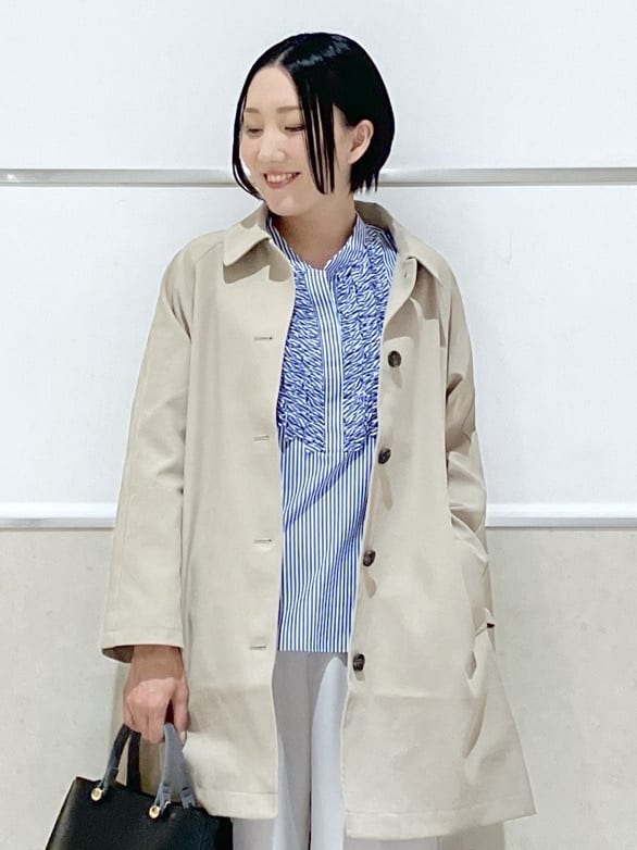 eriko さんの「Dessin｜【花粉ガード/撥水加工/洗える】ステンカラースプリングコート」を使ったコーディネート