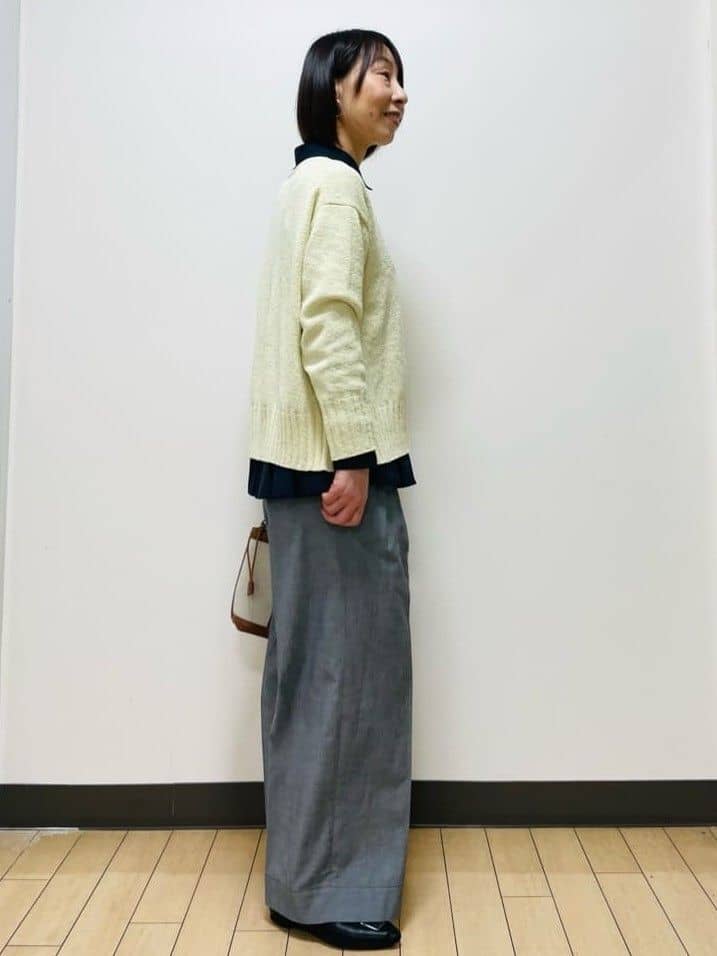 Riiさんの「Reflect｜【レイヤードにおすすめ◎】ロング丈リラクシーニット」を使ったコーディネート