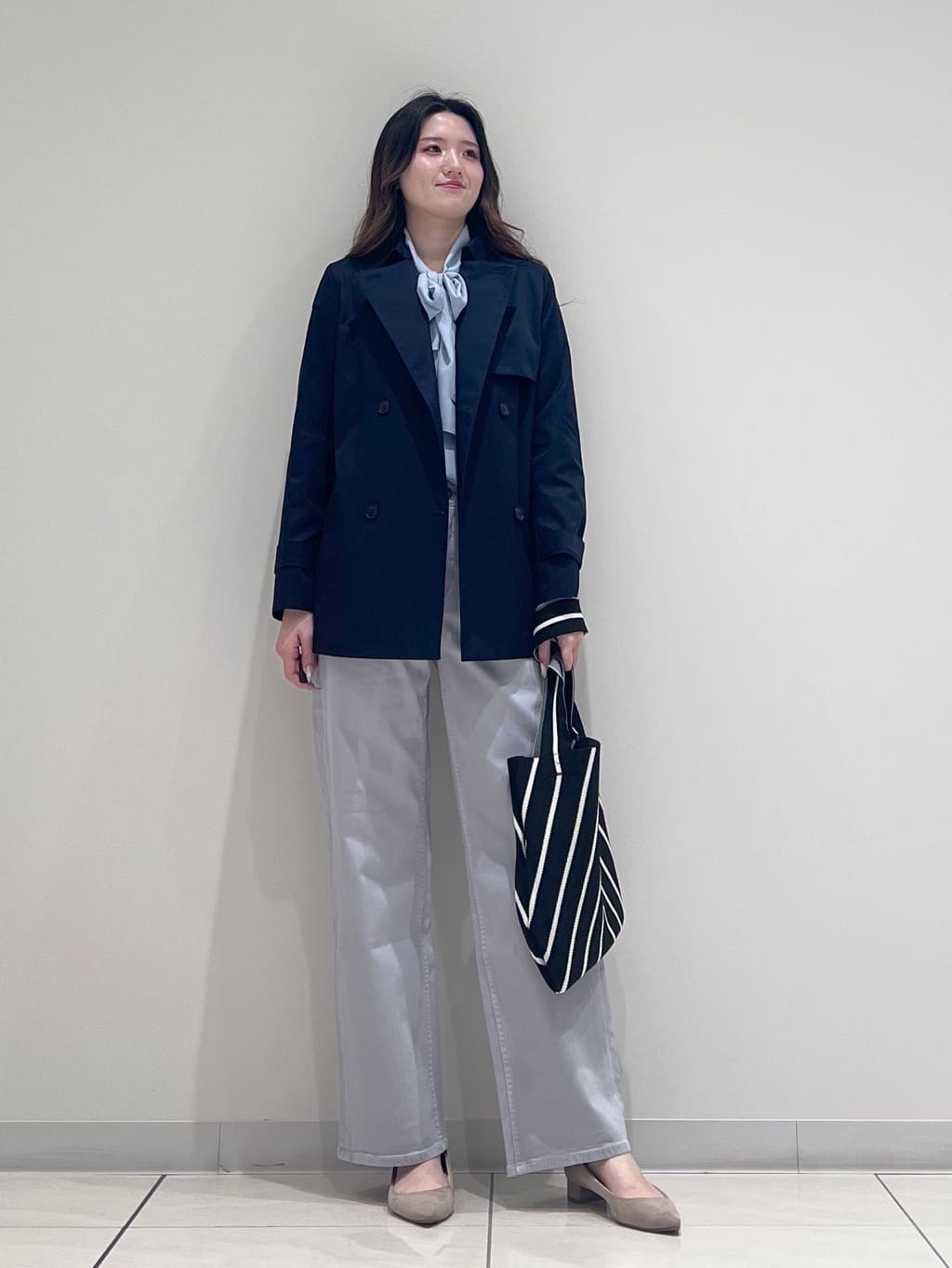 T.Kさんの「INDIVI｜【洗える】ジョーゼットボウタイブラウス」を使ったコーディネート