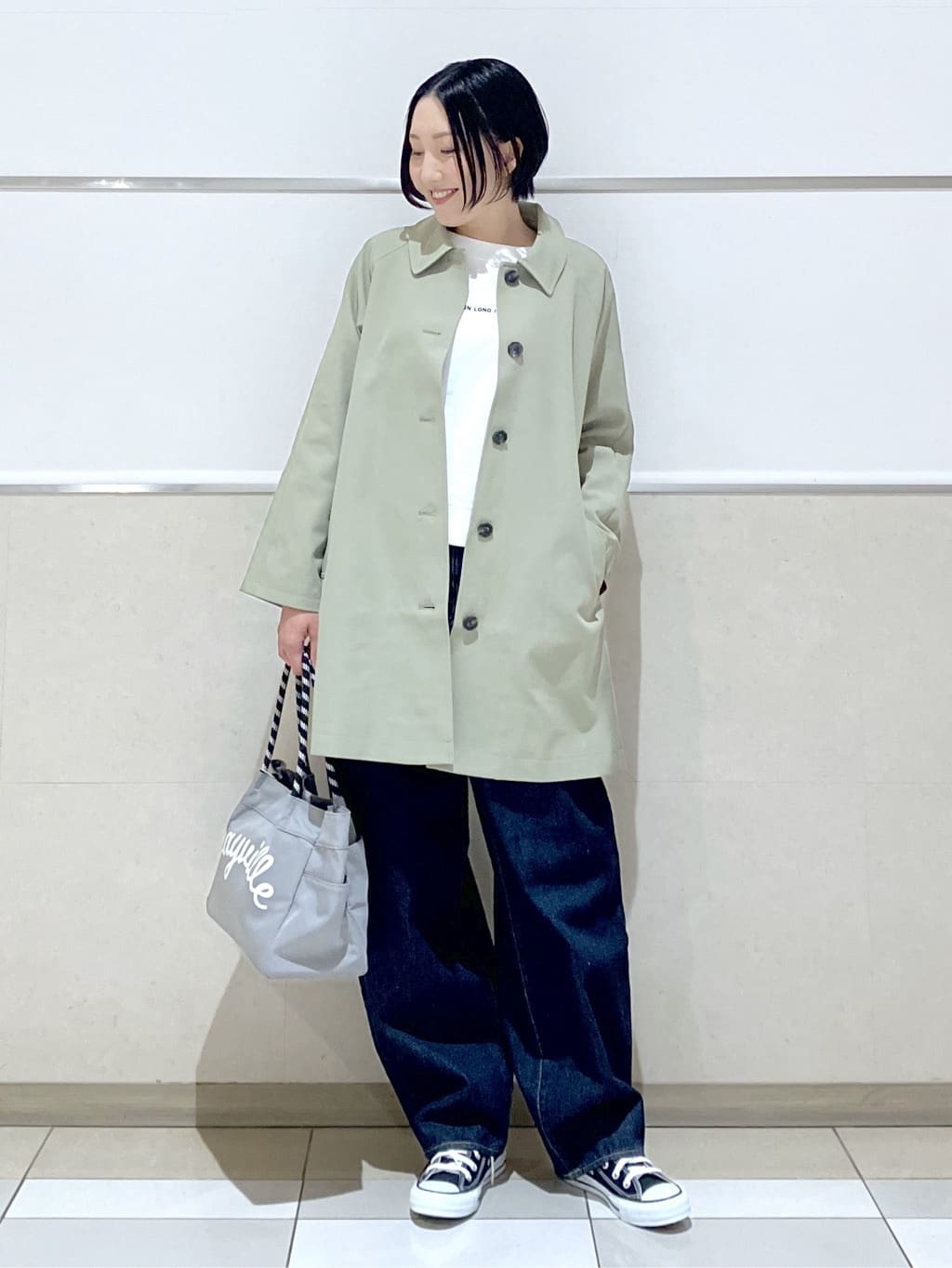 eriko さんの「Dessin｜【花粉ガード/撥水加工/洗える】ステンカラースプリングコート」を使ったコーディネート