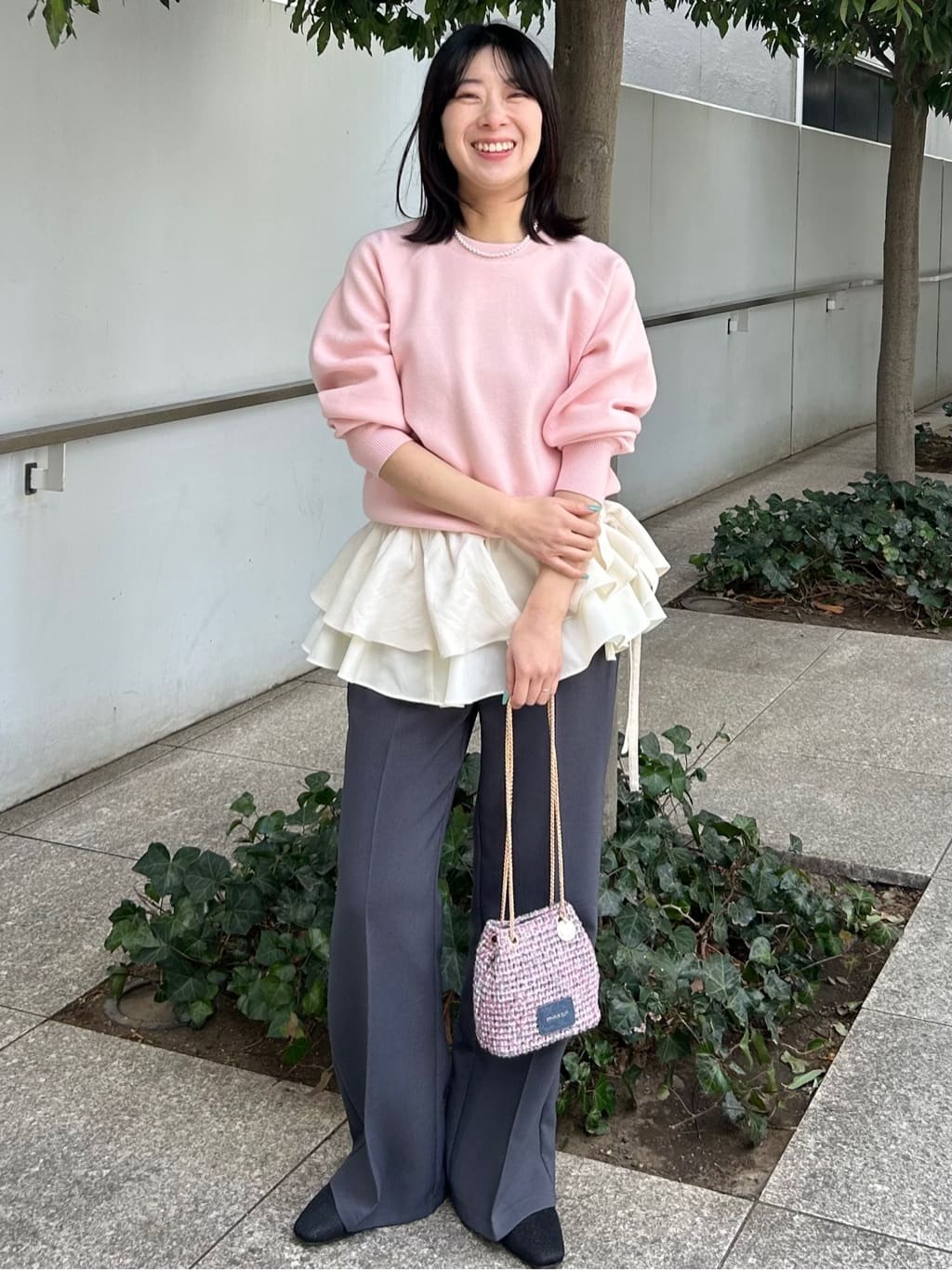 RINAさんの「OPAQUE.CLIP｜スウェットライクニット【洗濯機OK】」を使ったコーディネート