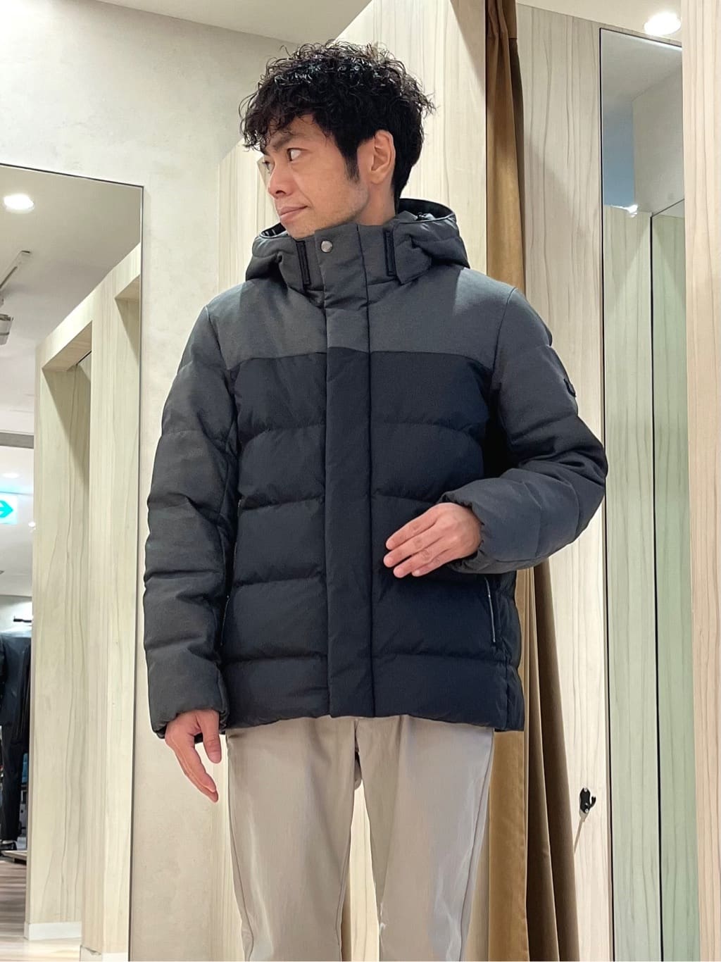 URAさんの「TAKEO KIKUCHI｜カラーコンビ ダウンブルゾン」を使ったコーディネート