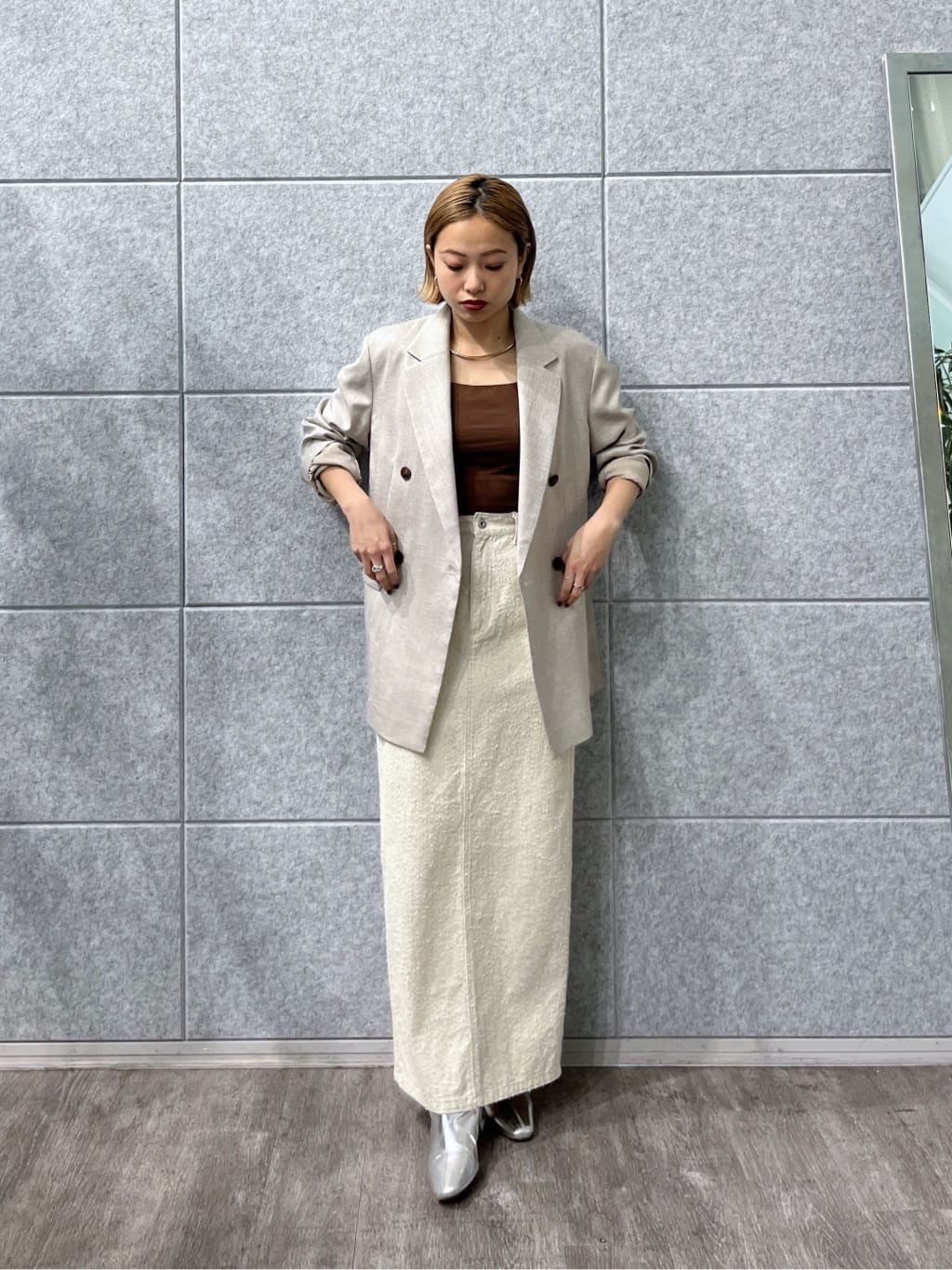 Harukaさんの「INDIVI｜ダブルブレストオーバージャケット」を使ったコーディネート