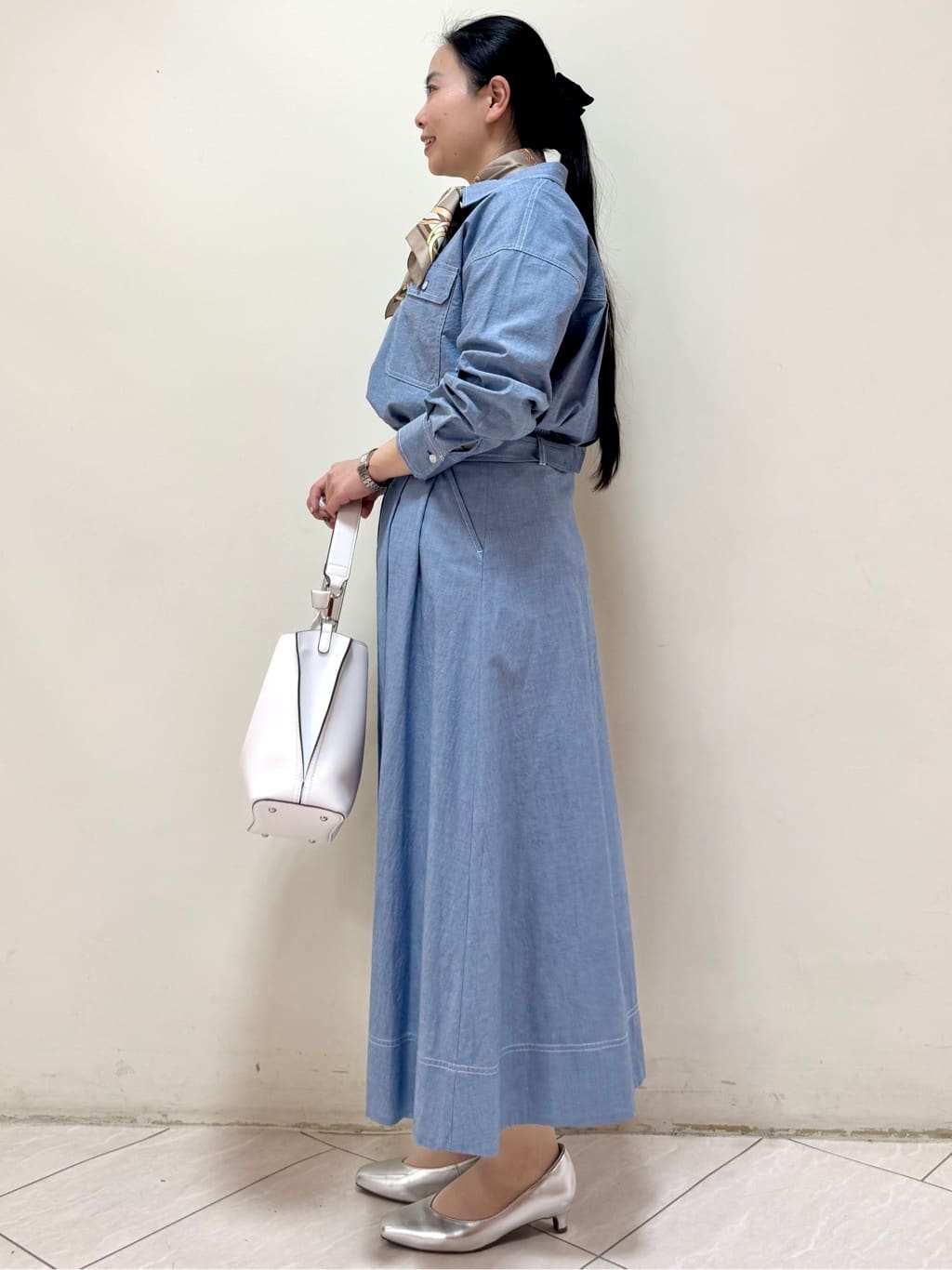 rincoさんの「Reflect｜ダンガリータックフレアスカート」を使ったコーディネート