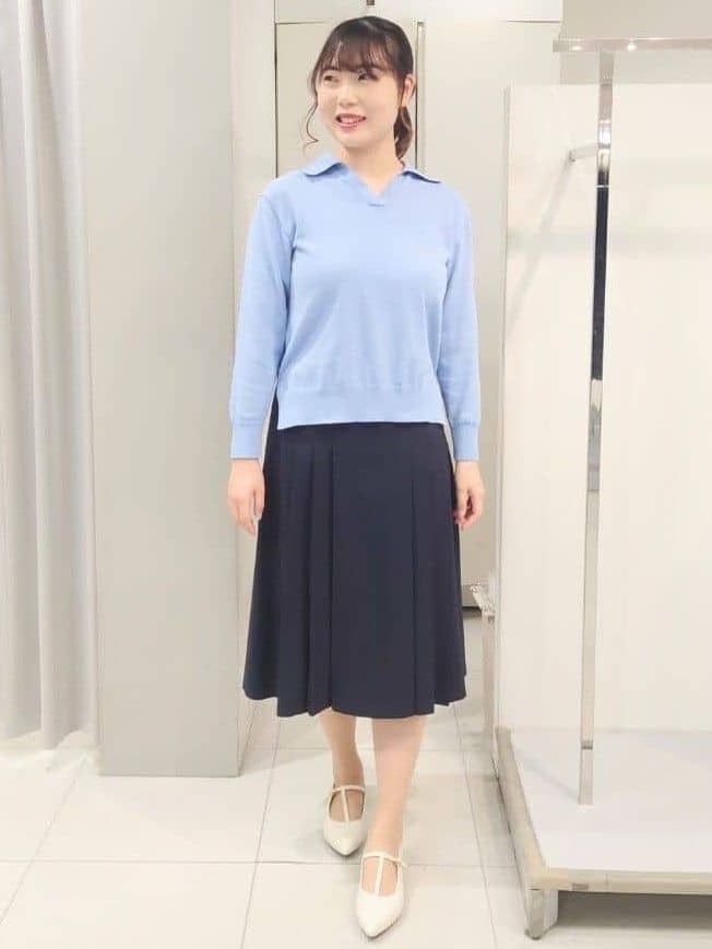 AZUSAさんの「Reflect｜スキッパーネックニットプルオーバー」を使ったコーディネート