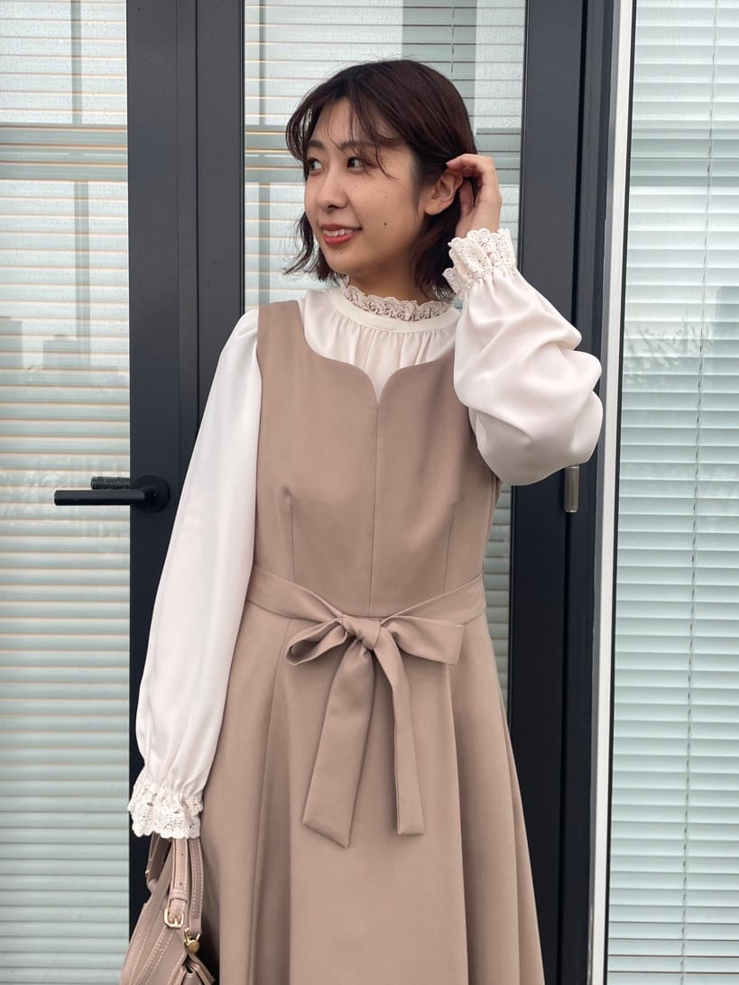 abeさんの「Couture brooch｜【洗える・ハレの日・通勤】ハートネック フレアージャンスカ」を使ったコーディネート