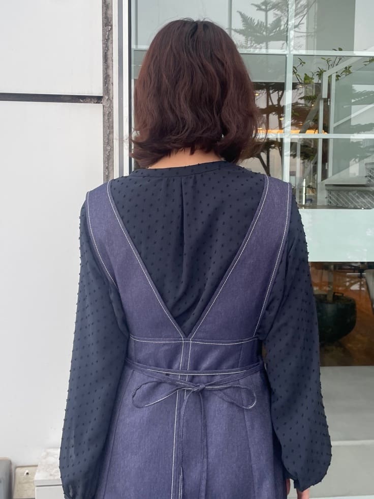 abeさんの「Couture brooch｜【洗える】デニムライク細リボンジャンスカ」を使ったコーディネート