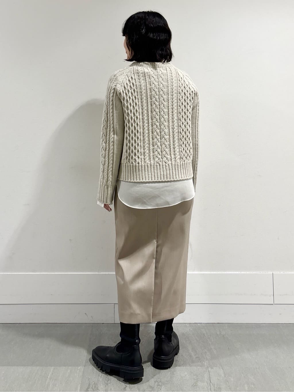 モエカさんの「UNTITLED｜【洗える】スポンディッシュ ケーブル柄ニット」を使ったコーディネート
