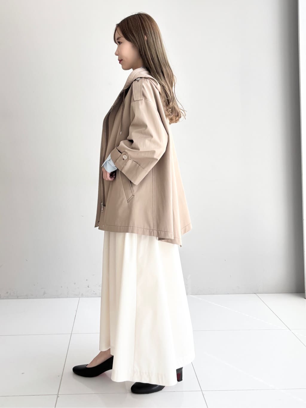 清水夏姫さんの「DRESSTERIOR｜【ウォッシャブル/撥水素材】Ａライン ショートモッズコート」を使ったコーディネート