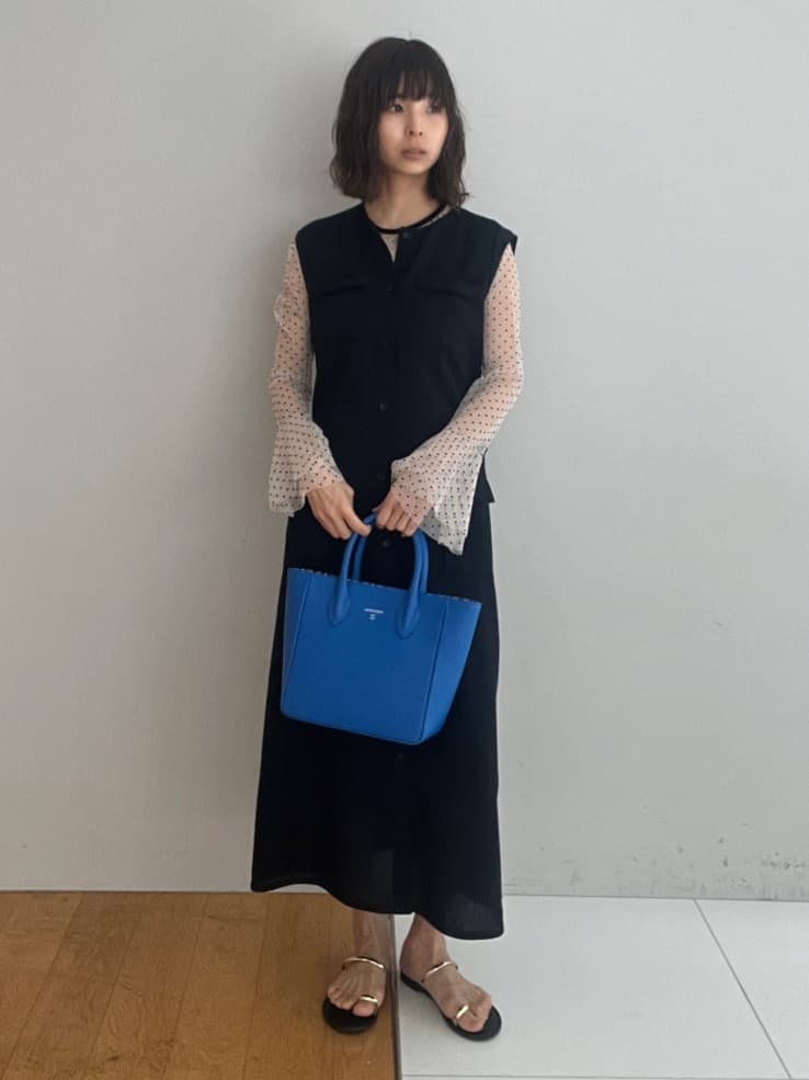 misaさんの「DRESSTERIOR｜【洗える/シアー素材】シアードットベルスリーブカットソー」を使ったコーディネート