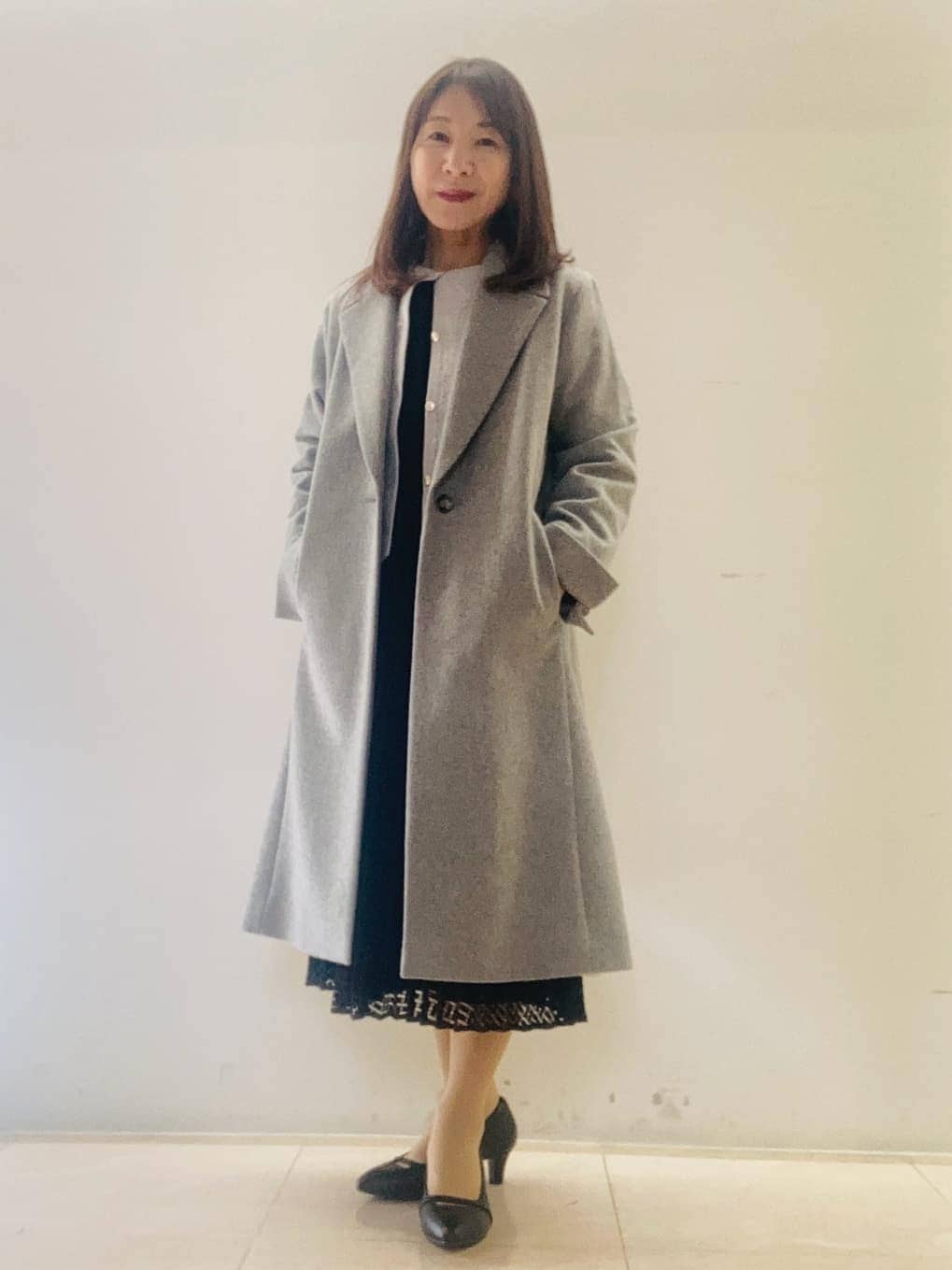 kurodaさんの「Reflect｜【SS-4Lサイズ】シフォン&times;幾何柄レースプリーツワンピース」を使ったコーディネート