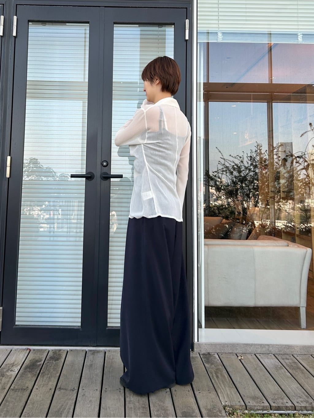 harunaさんの「CODE A｜thin gather shirts」を使ったコーディネート