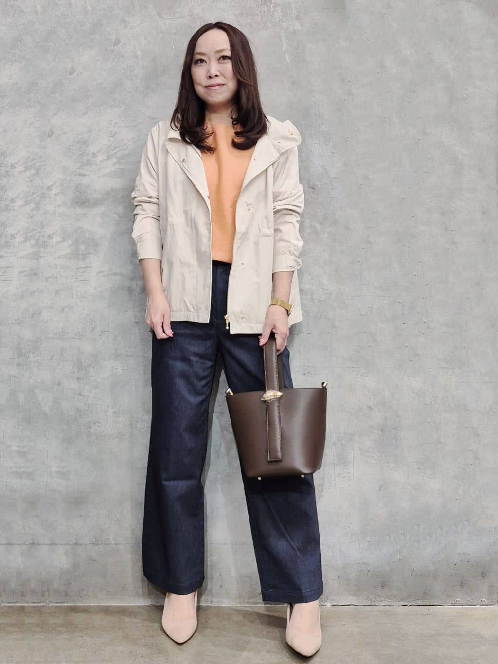 ひさえさんの「THE SHOP TK｜【ウエスト調節可能ですっきり見え】フーデットブルゾン/洗える」を使ったコーディネート