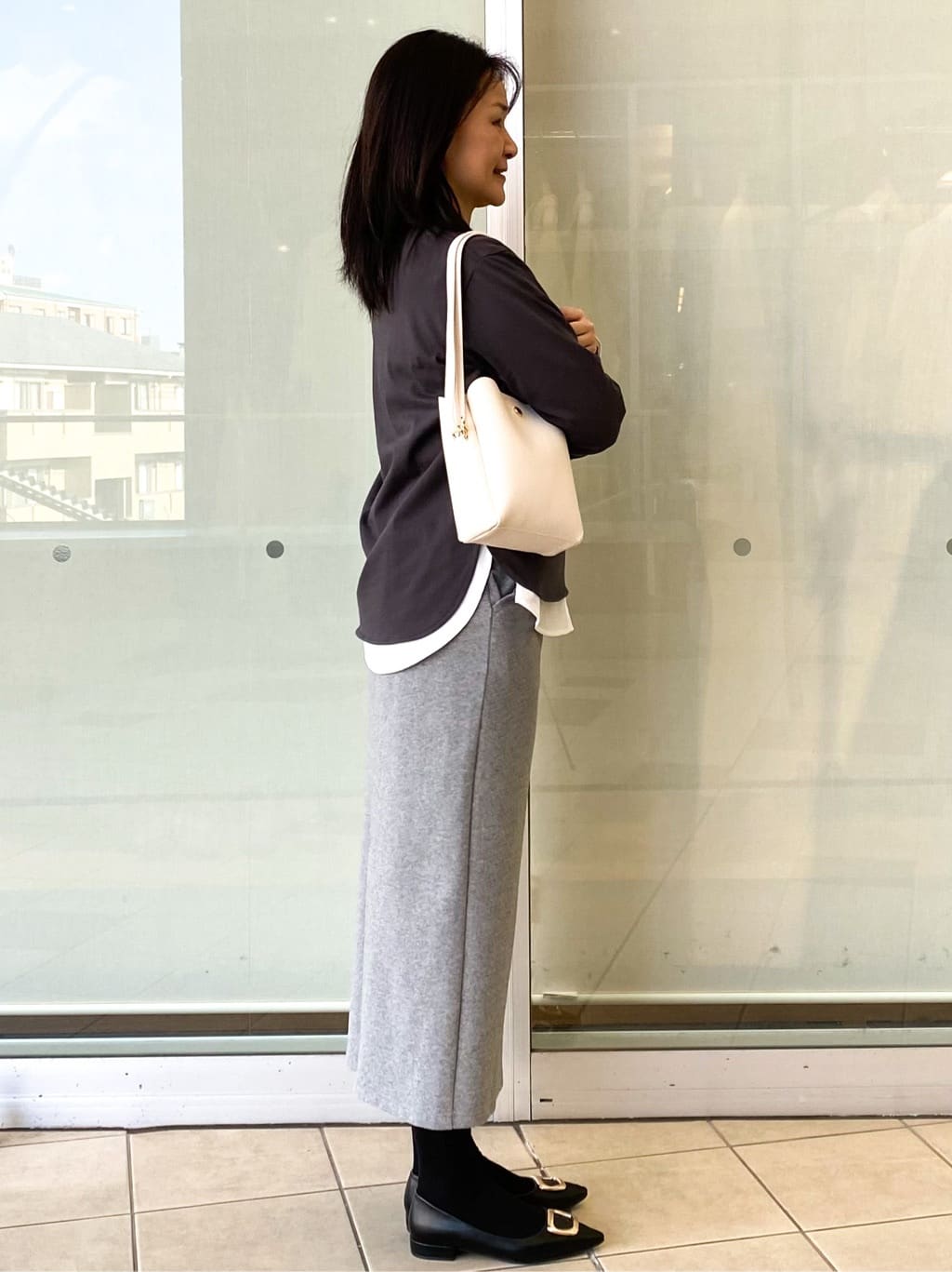 Jeanさんの「OPAQUE.CLIP｜ロゴプリントロングTシャツ【洗濯機OK】」を使ったコーディネート