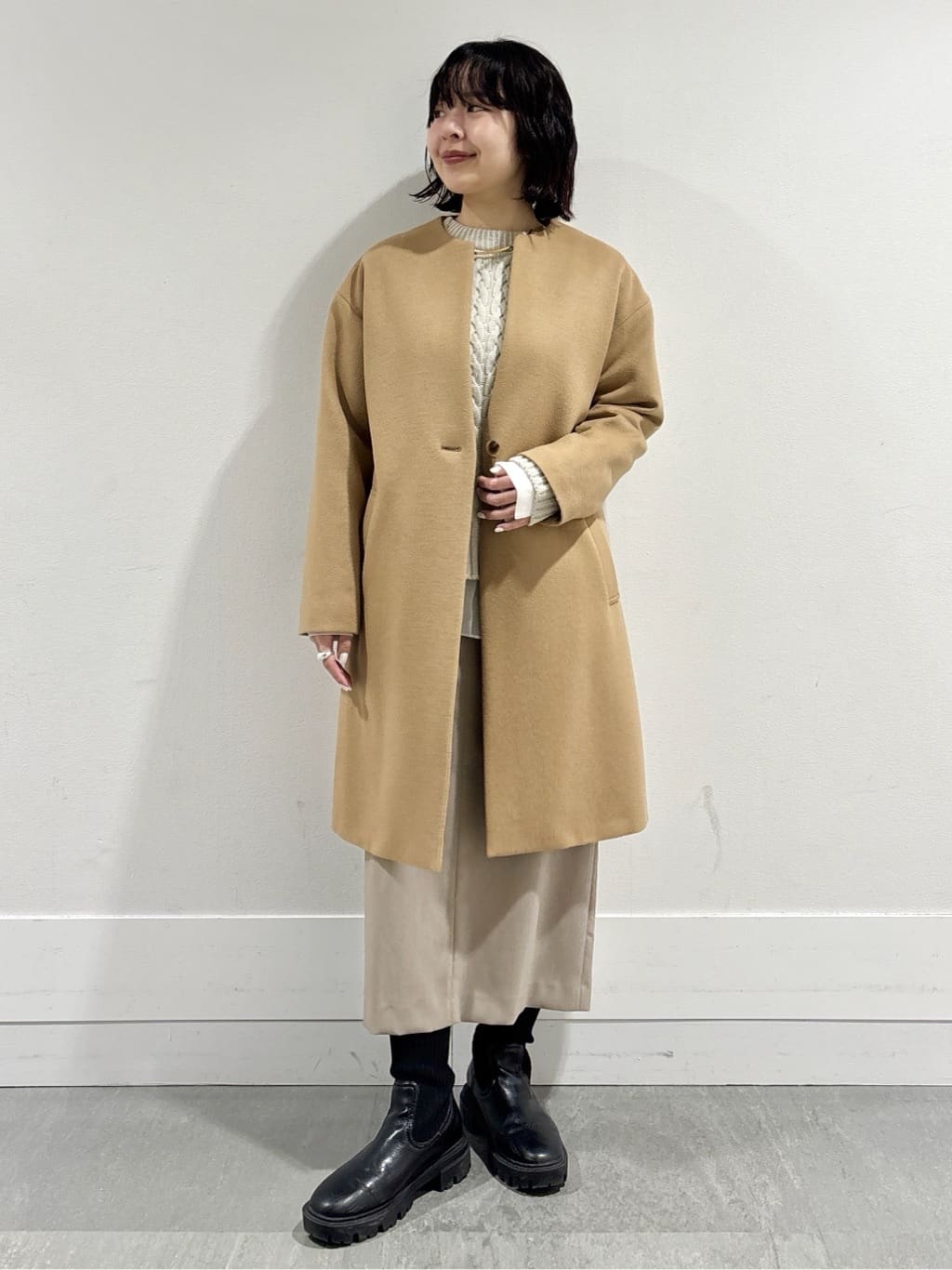 モエカさんの「UNTITLED｜【洗える】スポンディッシュ ケーブル柄ニット」を使ったコーディネート