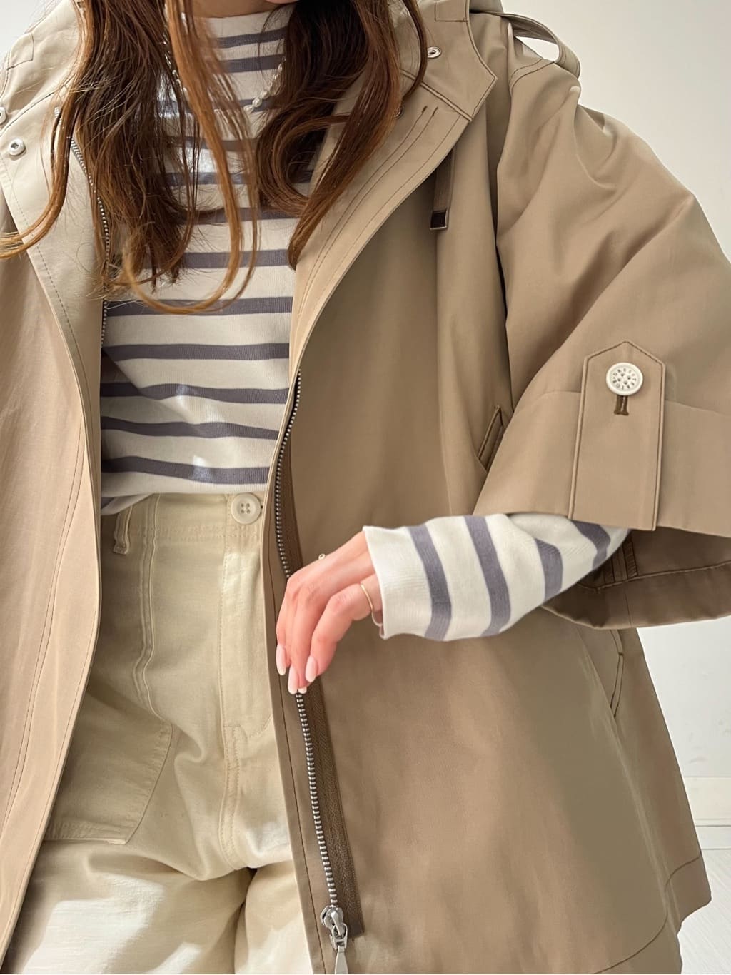 じゅんさんの「DRESSTERIOR｜【ウォッシャブル/撥水素材】Ａライン ショートモッズコート」を使ったコーディネート