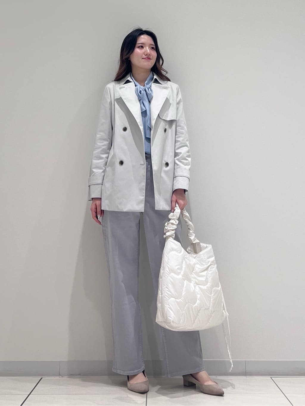 T.Kさんの「INDIVI｜【洗える】ジョーゼットボウタイブラウス」を使ったコーディネート