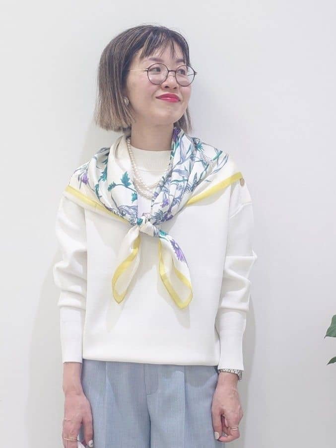 MUTSUKOさんの「UNTITLED｜【洗える/後ろウエストゴム】シャンブレーワイドパンツ」を使ったコーディネート
