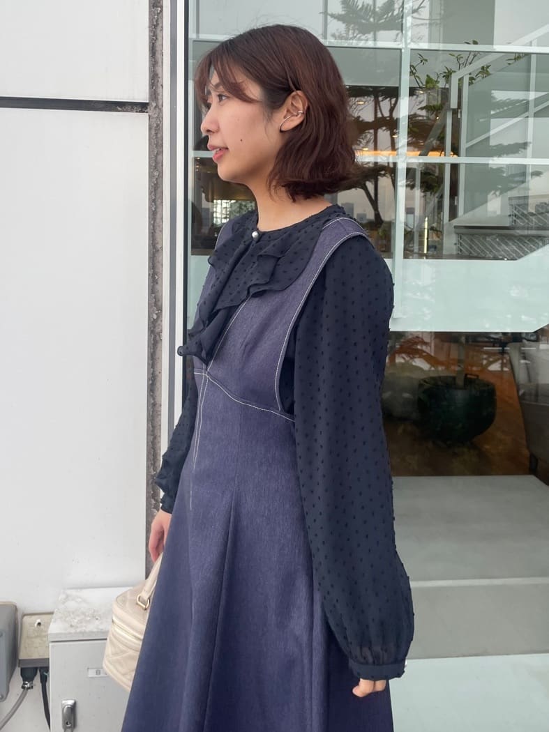 abeさんの「Couture brooch｜【洗える】デニムライク細リボンジャンスカ」を使ったコーディネート