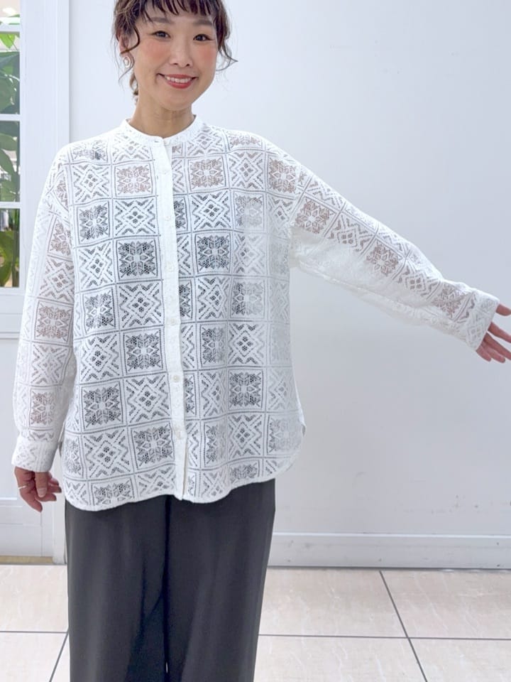 Osawaさんの「Dessin｜【洗える】スクエアレースノーカラーシャツ」を使ったコーディネート