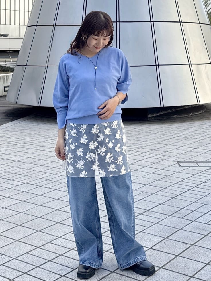chikoさんの「OPAQUE.CLIP｜リラクシードルマンスリーブニット【洗濯機OK／抗ピル】」を使ったコーディネート