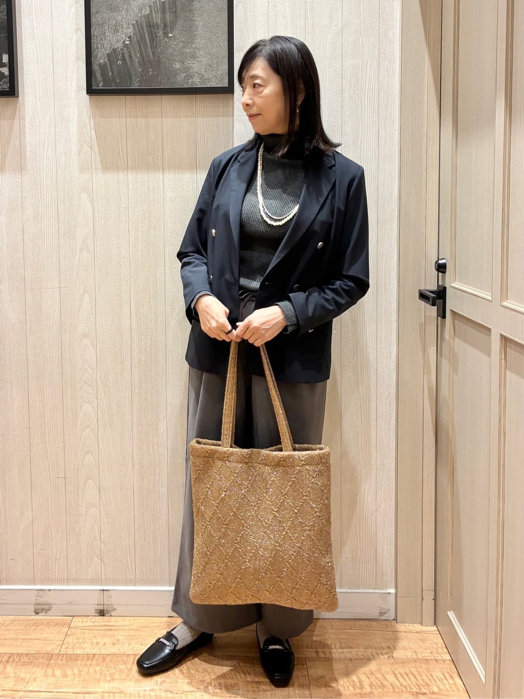 youさんの「SHOO･LA･RUE｜【セットアップ可/S-LL/洗濯機可】マニッシュに決まる ダブルブレストジャケット」を使ったコーディネート