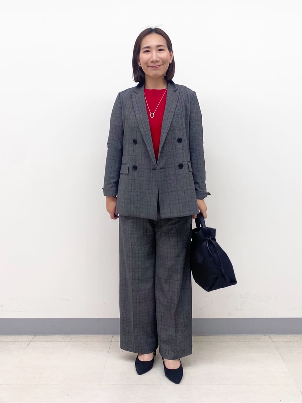 YUKARIさんの「INDIVI｜【洗える／オンオフ】チェック柄ダブルジャケット」を使ったコーディネート