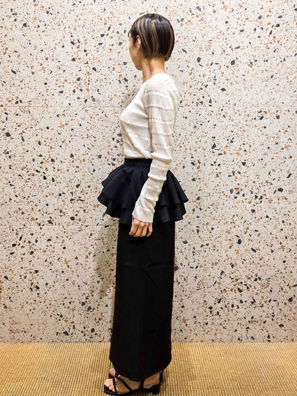 yoshimiさんの「OPAQUE.CLIP｜シアーボーダーリブニット【洗濯機OK】」を使ったコーディネート