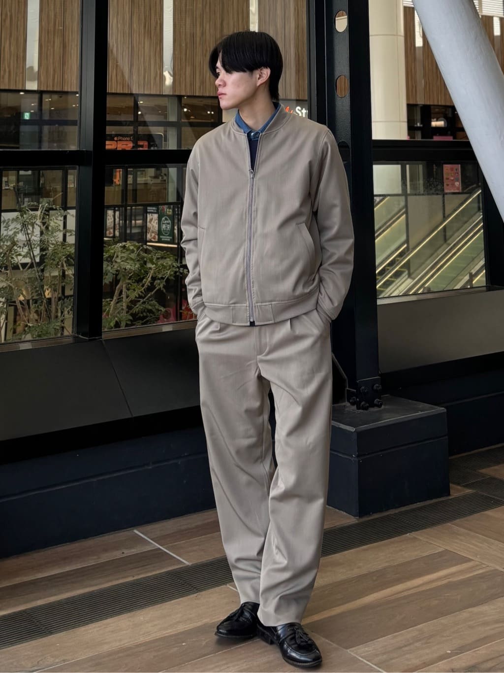 うらしーさんの「THE SHOP TK｜FLEX LINE ストレッチリブブルゾン　ストレッチ/防シワ/マシンウォッシャブル/セットアップ可」を使ったコーディネート