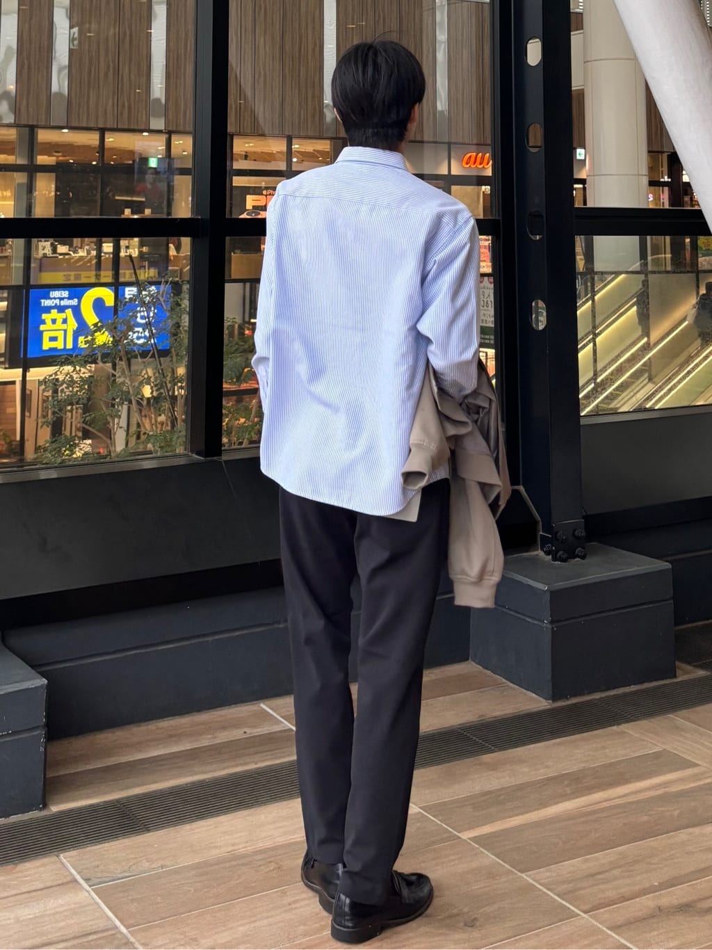 うらしーさんの「THE SHOP TK｜FLEX LINE ストレッチリブブルゾン　ストレッチ/防シワ/マシンウォッシャブル/セットアップ可」を使ったコーディネート