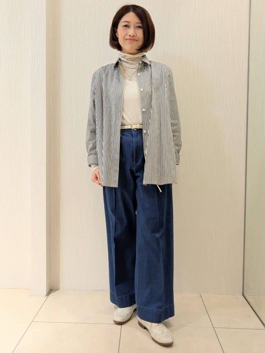 u-macoさんの「UNTITLED｜【ハイネック/レイヤード/重ね着におすすめ】トリコットベロア シアーインナー」を使ったコーディネート
