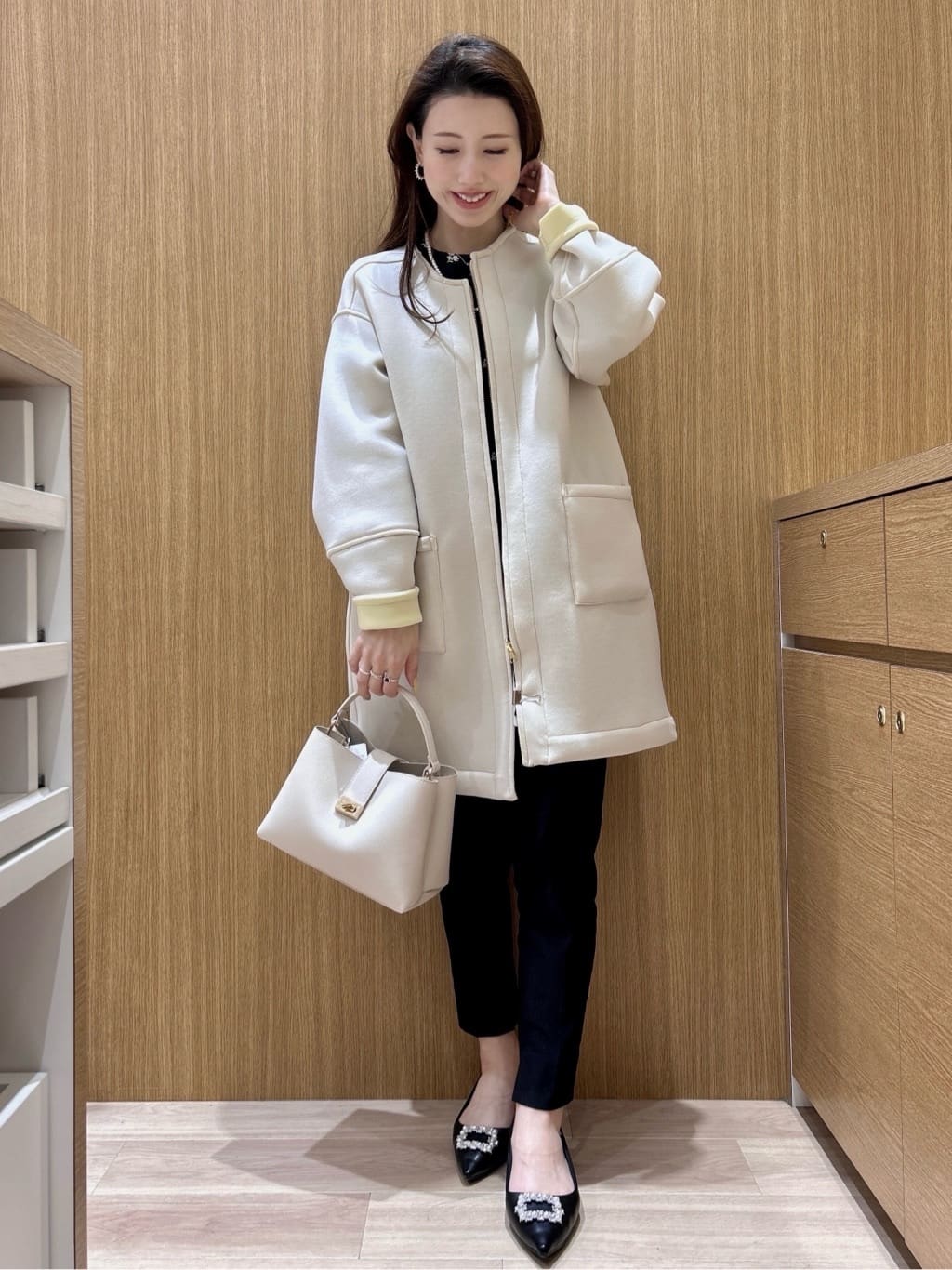 maiさんの「OPAQUE.CLIP｜リバーシブル配色ノーカラーコート【洗濯機OK】」を使ったコーディネート