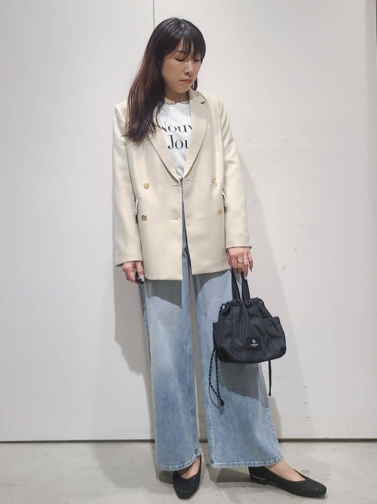 hmさんの「OPAQUE.CLIP｜金ボタンダブルブレストテーラードジャケット／セットアップ対応【洗える】」を使ったコーディネート