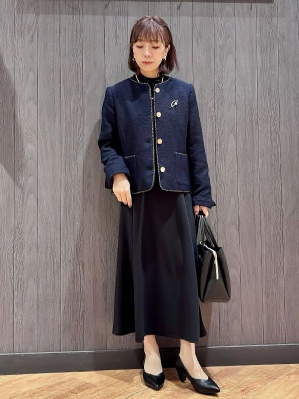 meiさんの「SHOO･LA･RUE｜【S-3L】オンとオフで印象が変わる ライトツイードジャケット」を使ったコーディネート
