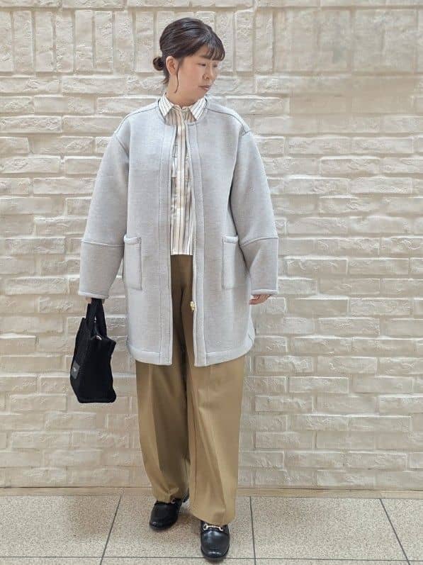 mamiさんの「index｜リバーシブル配色ノーカラーコート【洗濯機OK】」を使ったコーディネート