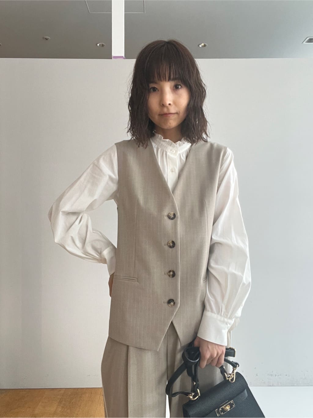 misaさんの「DRESSTERIOR｜【セットアップ可/ウォッシャブル】セットアップストライプジレ」を使ったコーディネート