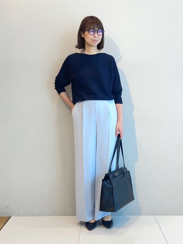 murayamaさんの「INDIVI｜【洗える／キレイ色】体型カバー無縫製ニット」を使ったコーディネート