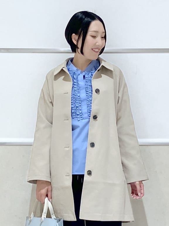 eriko さんの「Dessin｜【花粉ガード/撥水加工/洗える】ステンカラースプリングコート」を使ったコーディネート