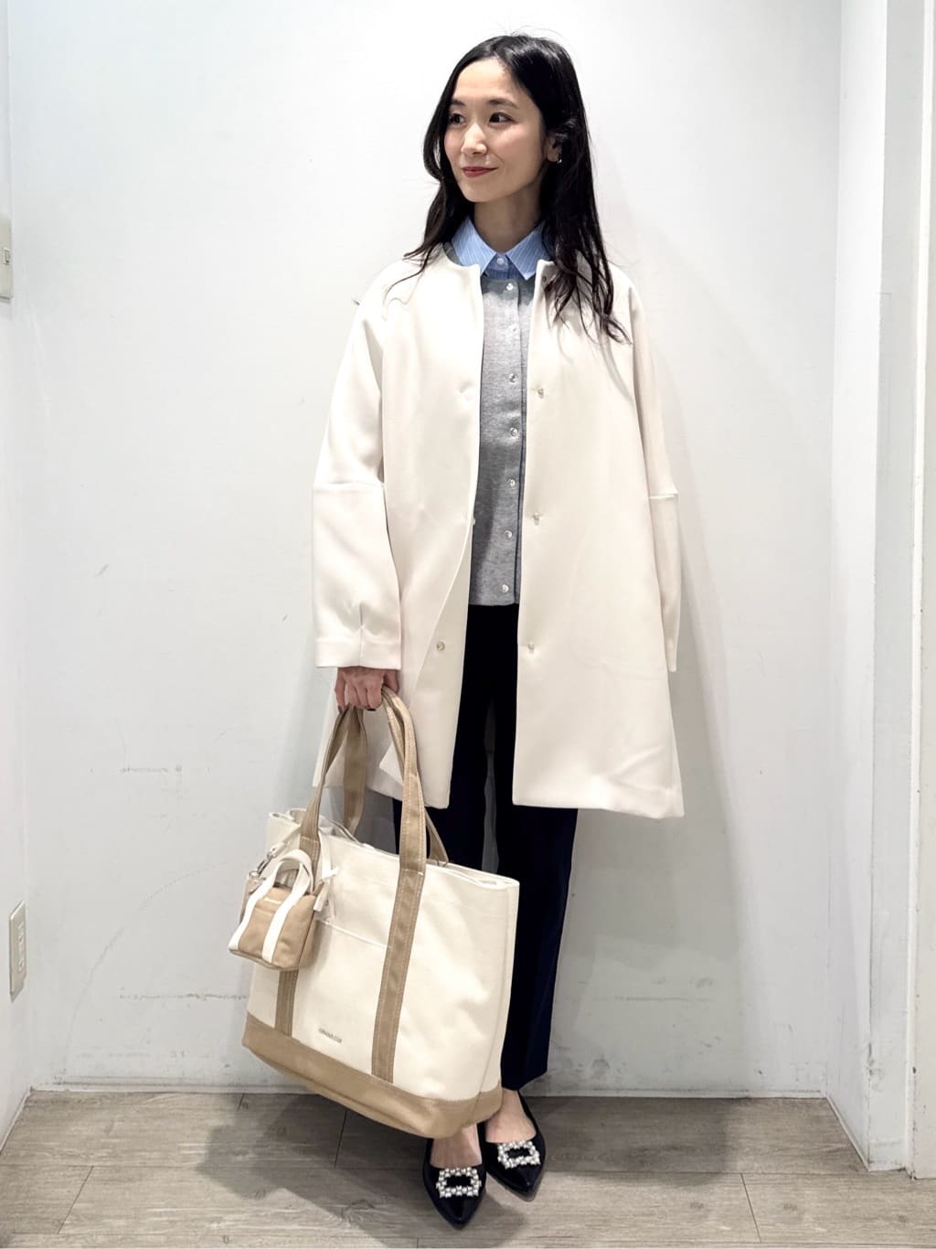 yuicciさんの「OPAQUE.CLIP｜フォルムスリーブミドルコート【洗濯機OK】」を使ったコーディネート