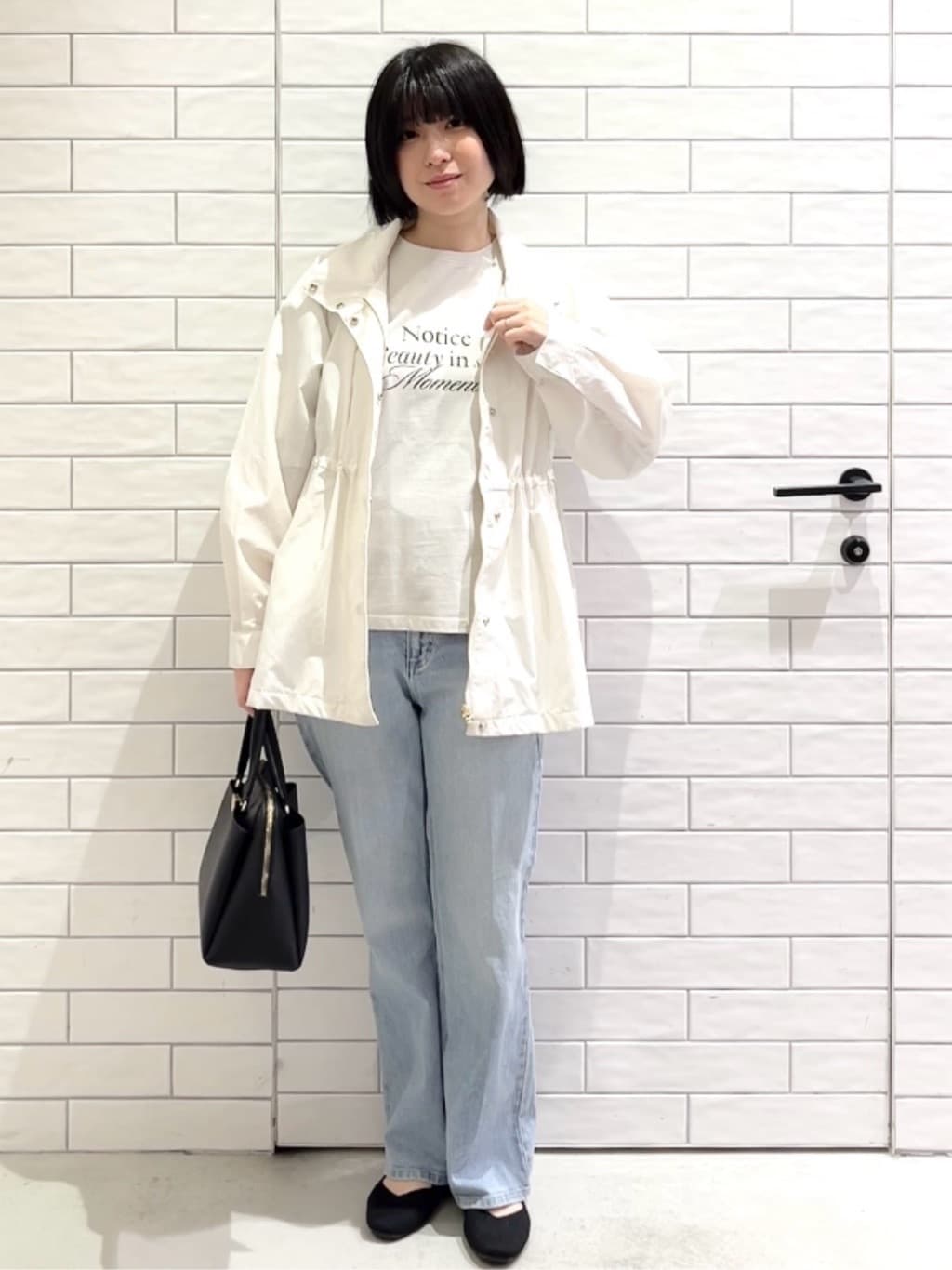 しおりさんの「OPAQUE.CLIP｜撥水スタンドZIPブルゾン【洗濯機OK／UVケア／花粉対応】」を使ったコーディネート