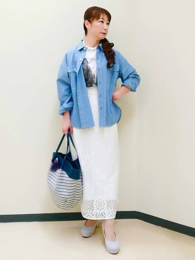 花さんの「Reflect｜【羽織にも◎】ダンガリーシャツ」を使ったコーディネート